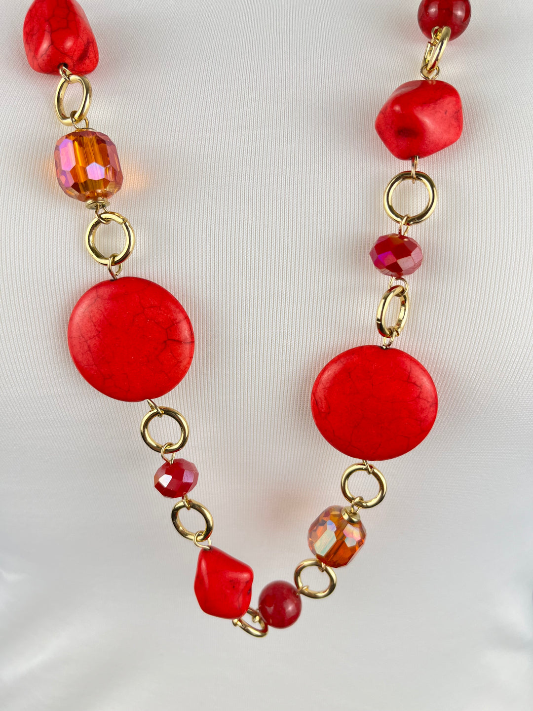 Statement-Kette "Red Passion", rot-goldfarben von Bella Vita - Mode &amp; Lifestyle