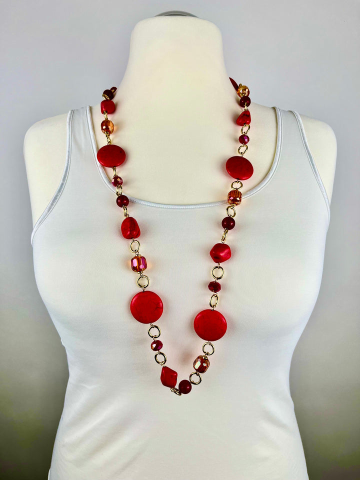 Statement-Kette "Red Passion", rot-goldfarben von Bella Vita - Mode &amp; Lifestyle