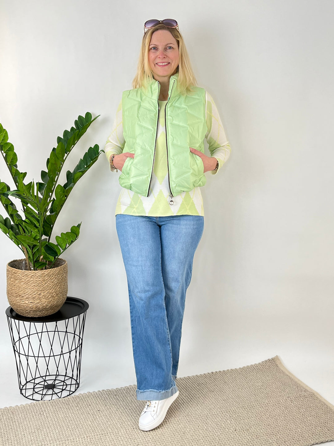 Pullover mit Rautenmuster, hellgrün von Bella Vita - Mode & Lifestyle