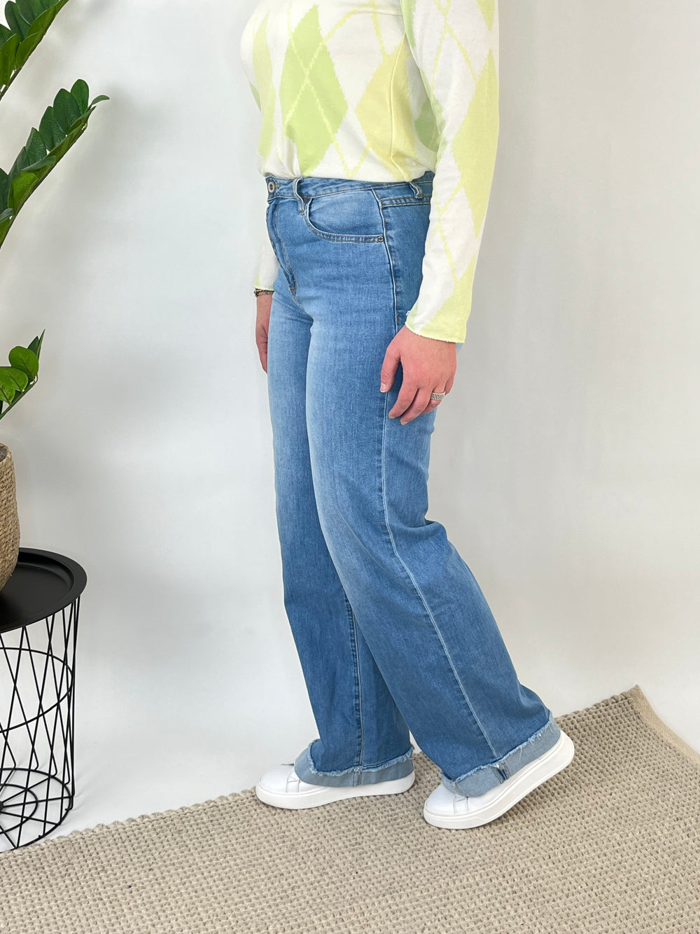 Wide-Leg-Jeans mit Aufschlag, blue denim von Bella Vita - Mode & Lifestyle