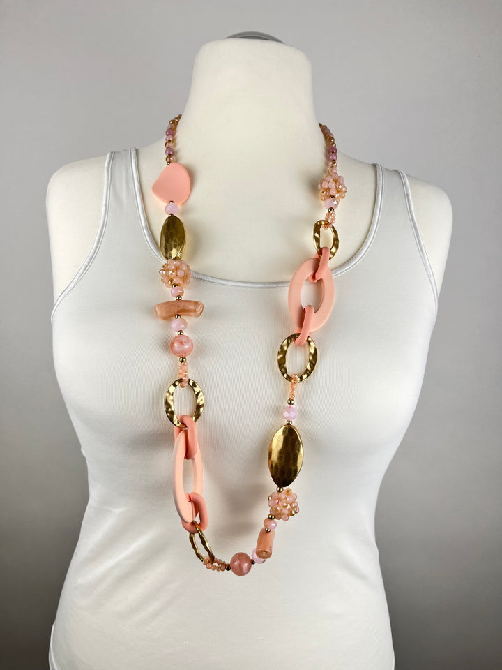 Statement-Kette, rosa-goldfarben von Bella Vita - Mode &amp; Lifestyle