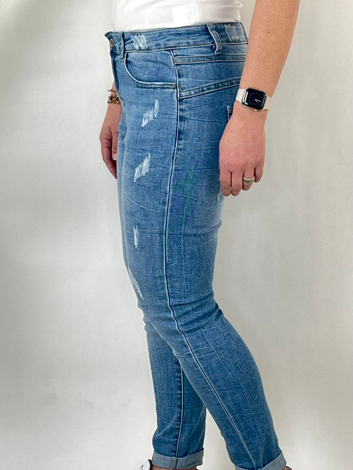 Jeans used-look, blue denim von Bella Vita - Mode & Lifestyle