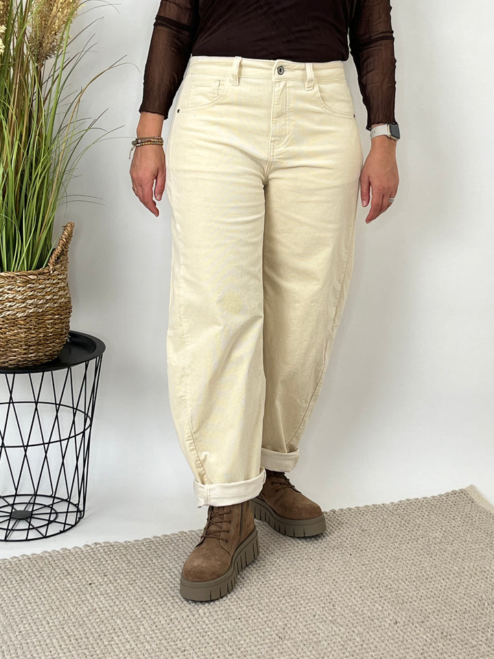 Barrel Cordhose, beige
