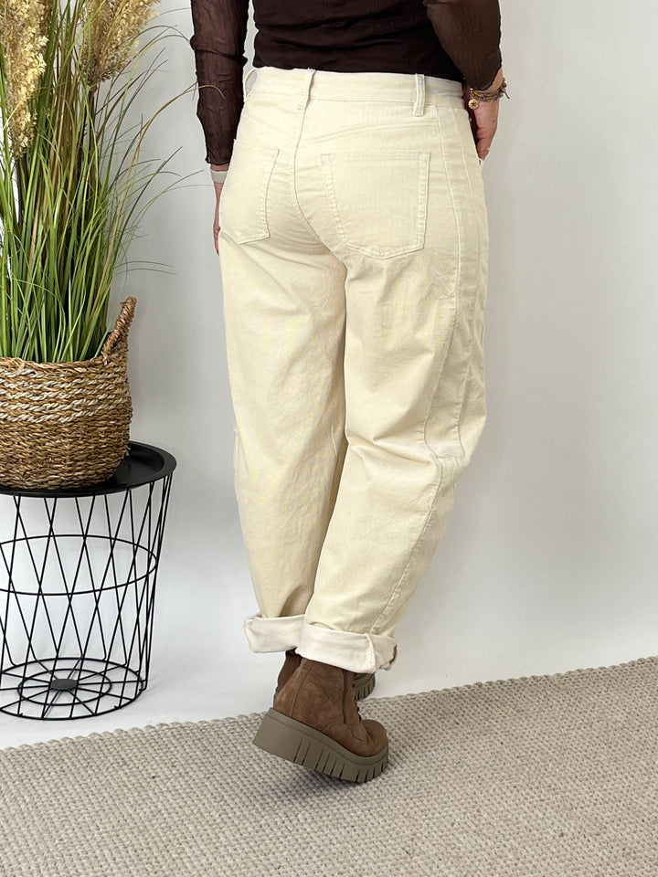 Barrel Cordhose, beige