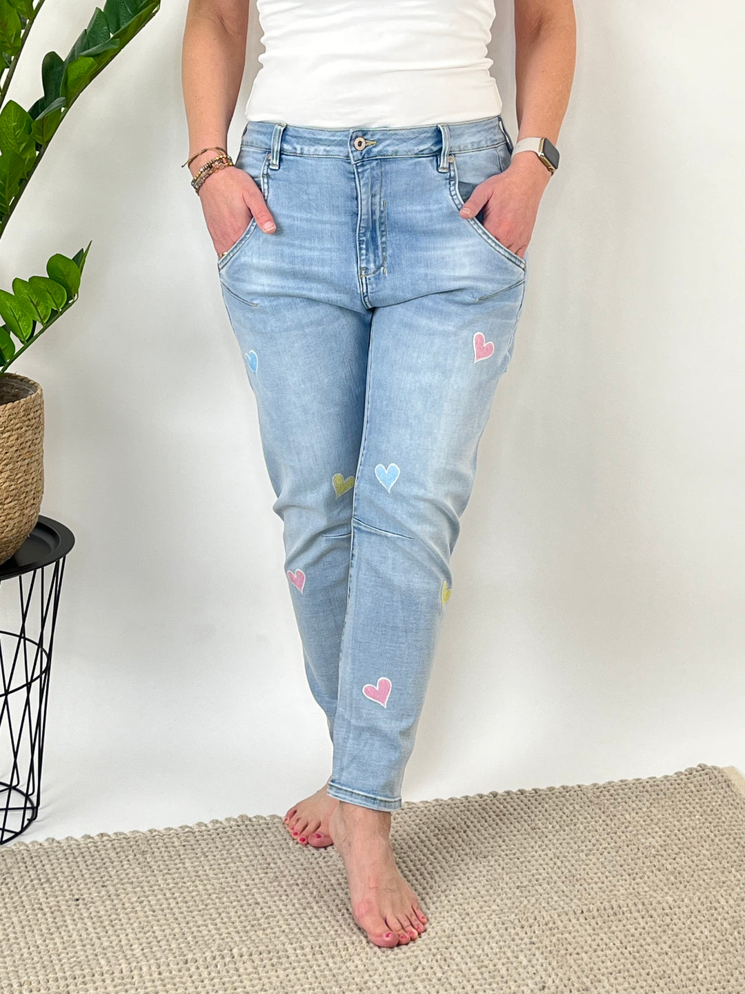 Jeans Colour Hearts, blue denim von Bella Vita - Mode & Lifestyle
