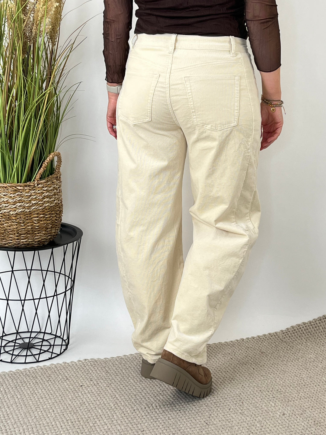 Barrel Cordhose, beige