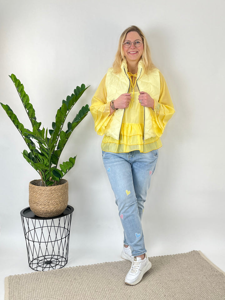 Luftige Tunikabluse mit Volants, gelb von Bella Vita - Mode & Lifestyle