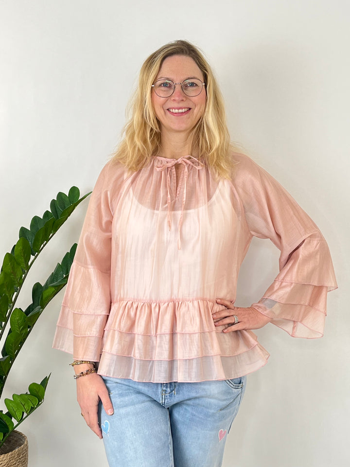 Luftige Tunikabluse mit Volants, rosa von Bella Vita - Mode & Lifestyle