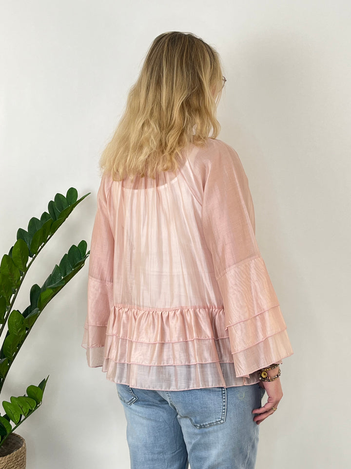 Luftige Tunikabluse mit Volants, rosa von Bella Vita - Mode & Lifestyle