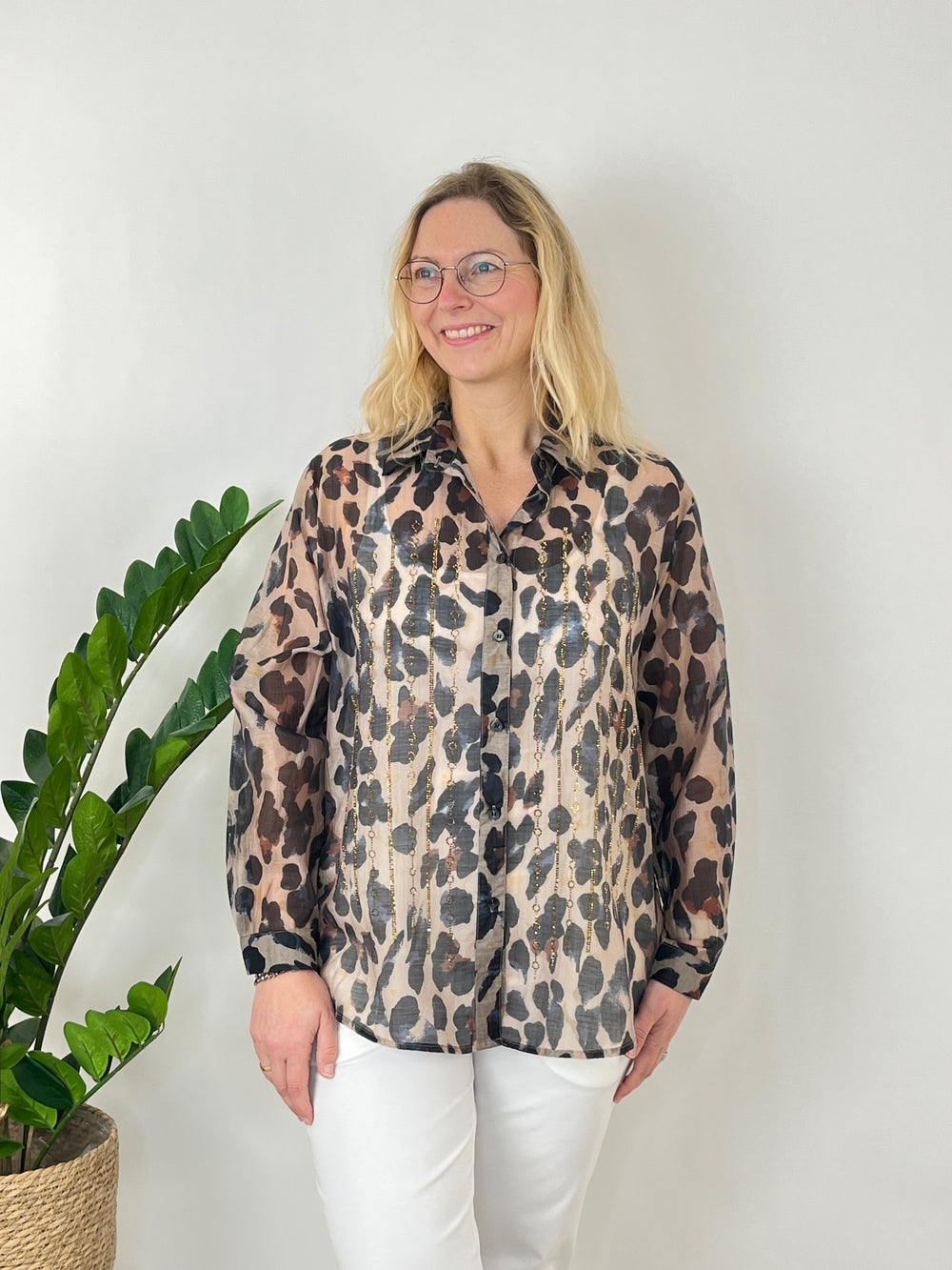 Longbluse Leo, marine-beige von Bella Vita - Mode & Lifestyle