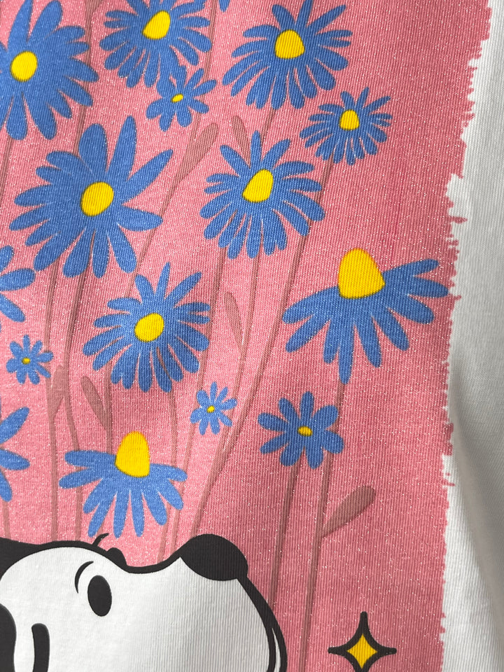 T-Shirt Snoopy Flower, weiß-rosa