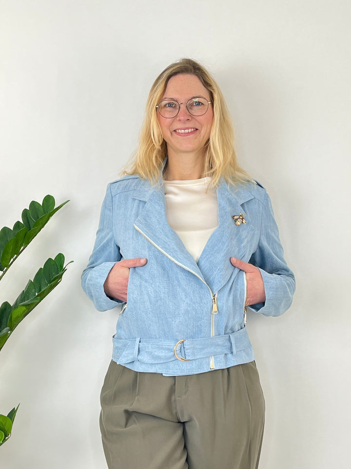 Jeansjacke in Bikerform, blue denim von Bella Vita - Mode & Lifestyle