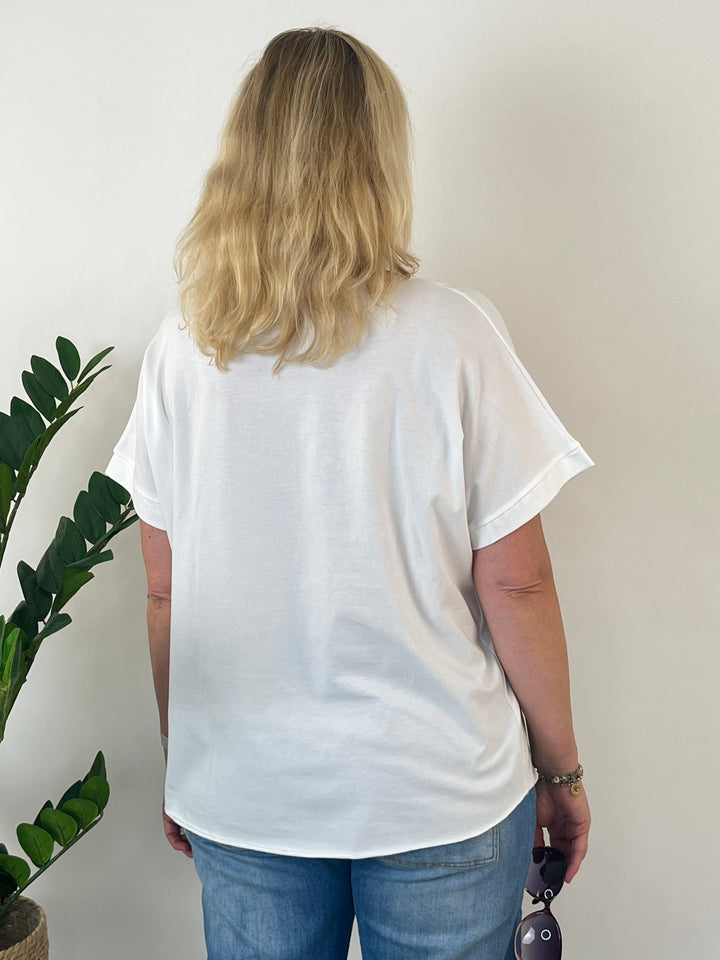 T-Shirt Limoncello, weiß-türkis-gelb