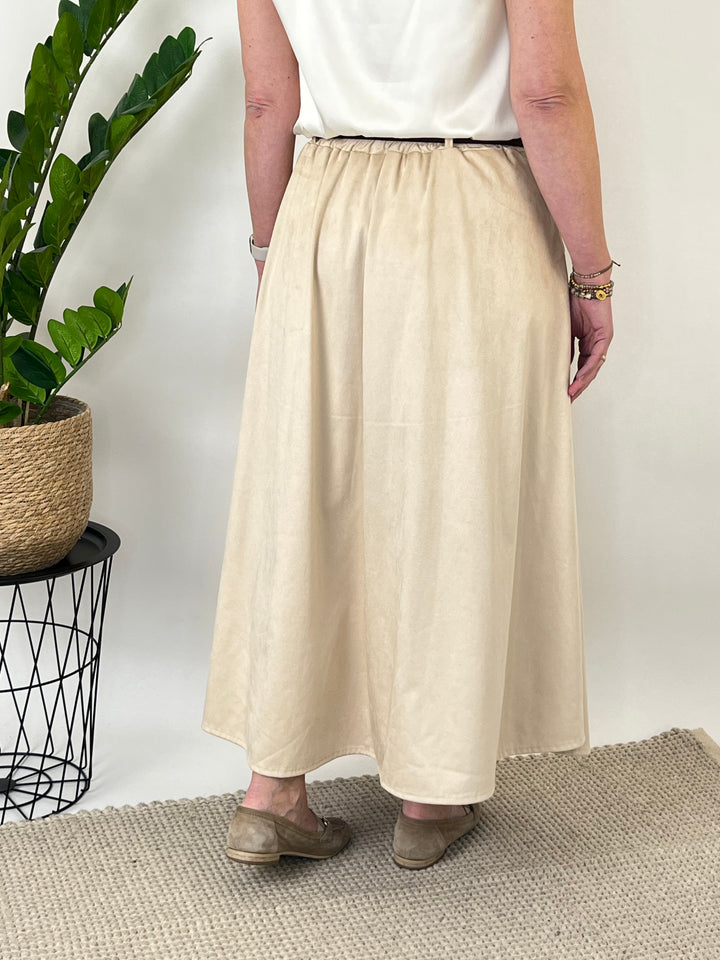 Lederimitat-Rock mit Ziergürtel, beige von Bella Vita - Mode &amp; Lifestyle