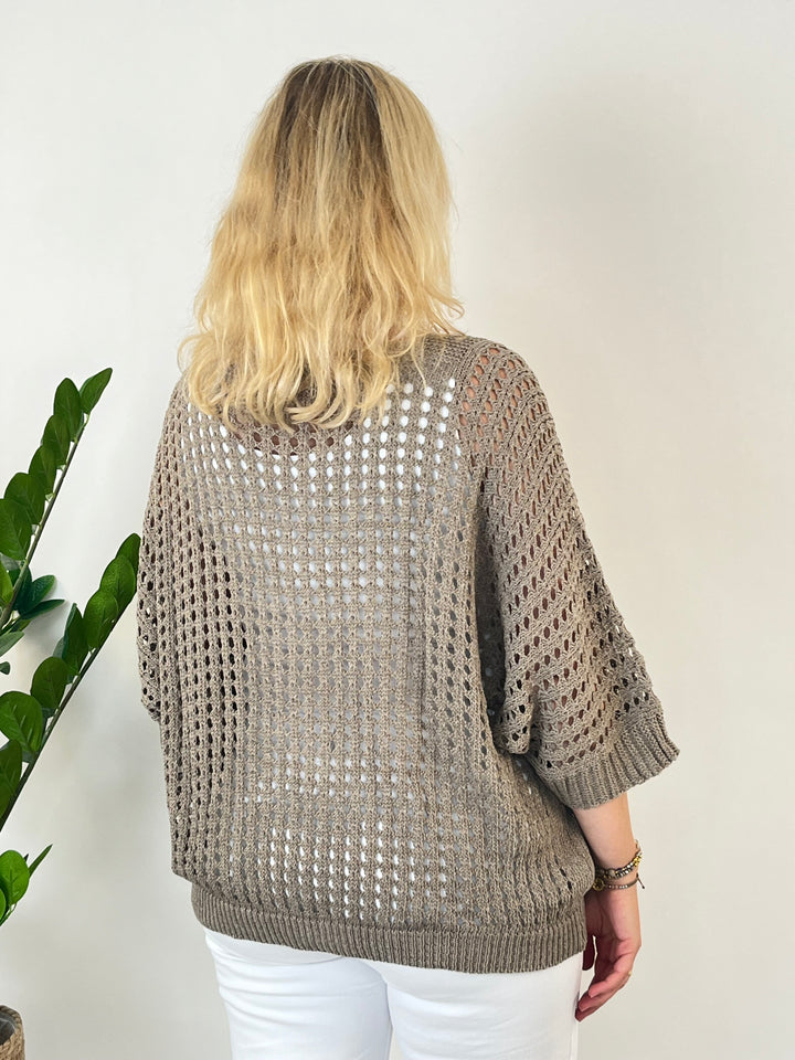 Sommerpullover Lochstrick, taupe von Bella Vita - Mode &amp; Lifestyle