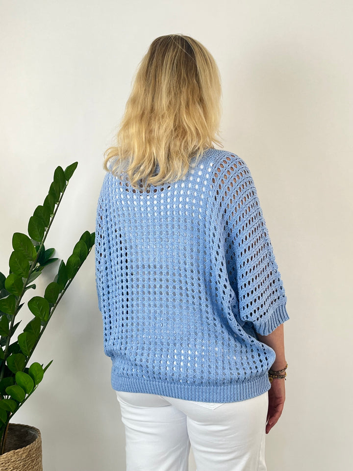 Sommerpullover Lochstrick, hellblau von Bella Vita - Mode &amp; Lifestyle
