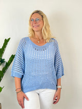 Sommerpullover Lochstrick, hellblau von Bella Vita - Mode & Lifestyle