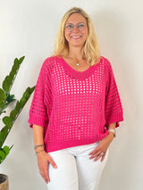 Sommerpullover Lochstrick, pink von Bella Vita - Mode & Lifestyle