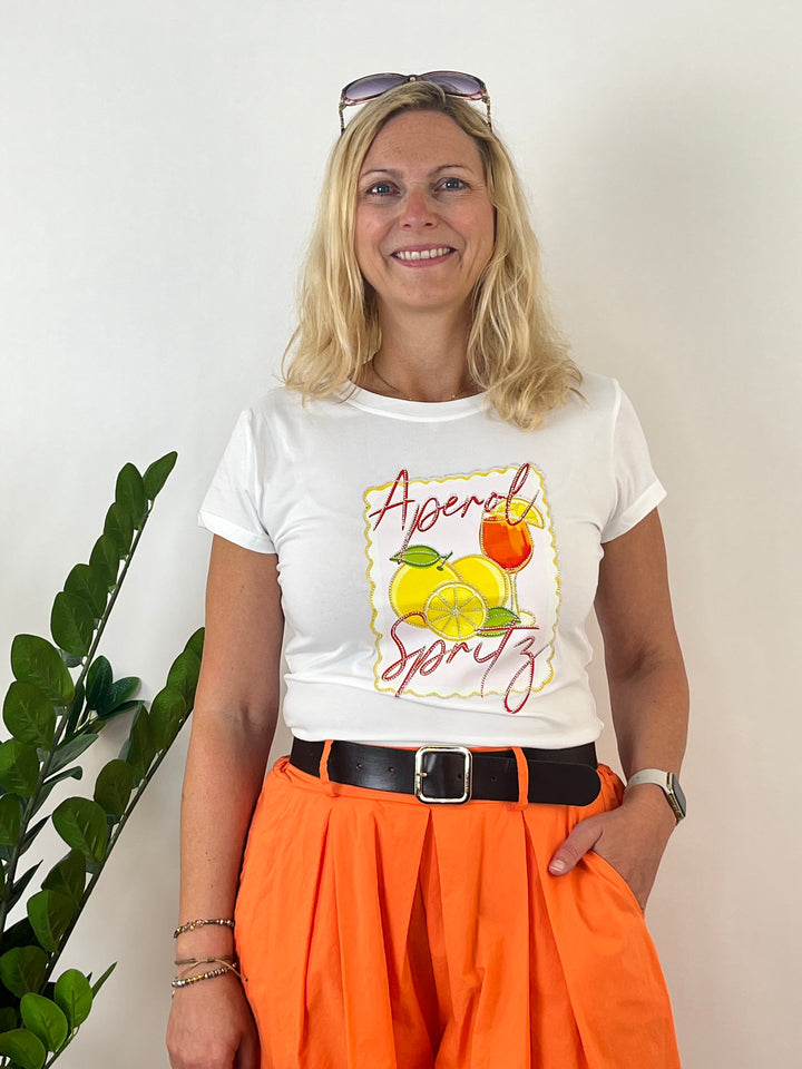 T-Shirt Aperol Spritz, weiß-orange