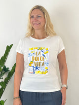 T-Shirt La Dolce Vita, weiß-bunt