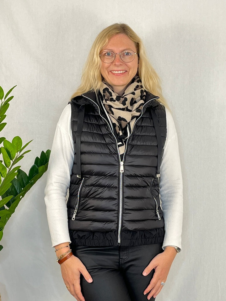 Steppweste mit Kapuze, schwarz