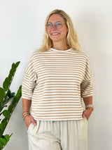 Oversize-Sweatshirt gestreift, cognac von Bella Vita - Mode & Lifestyle