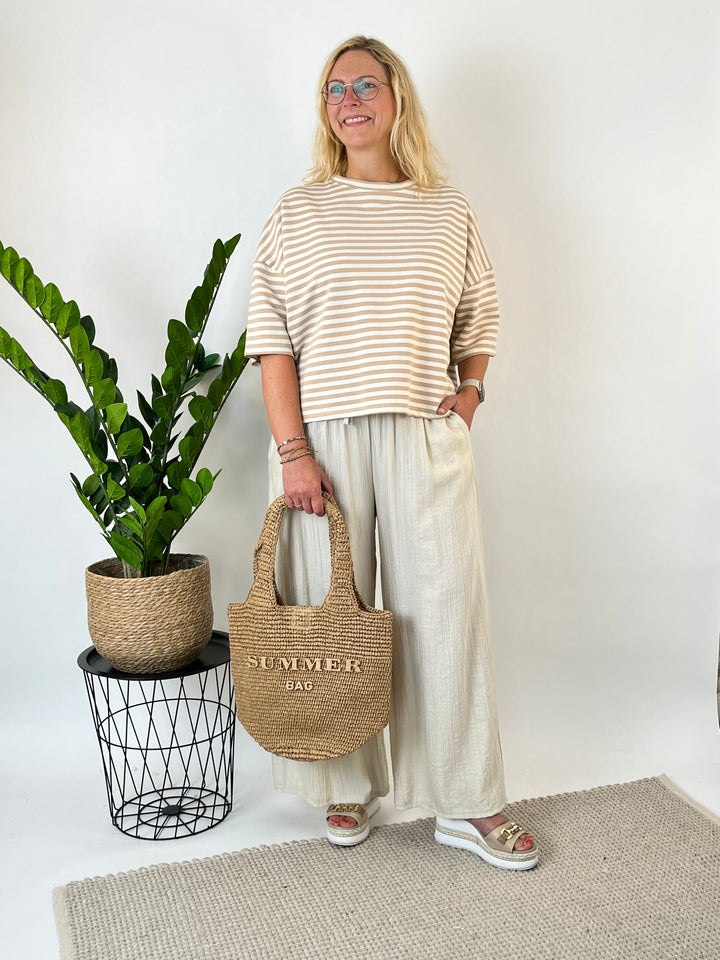 Oversize-Sweatshirt gestreift, cognac von Bella Vita - Mode &amp; Lifestyle