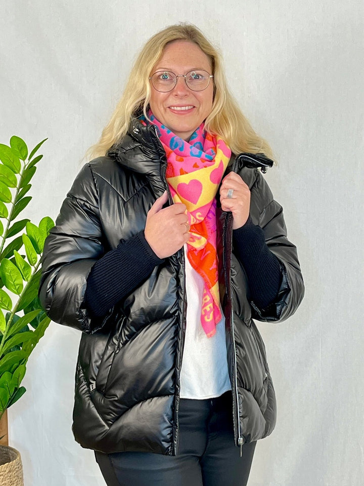 Steppjacke mit Strickärmeln, schwarz