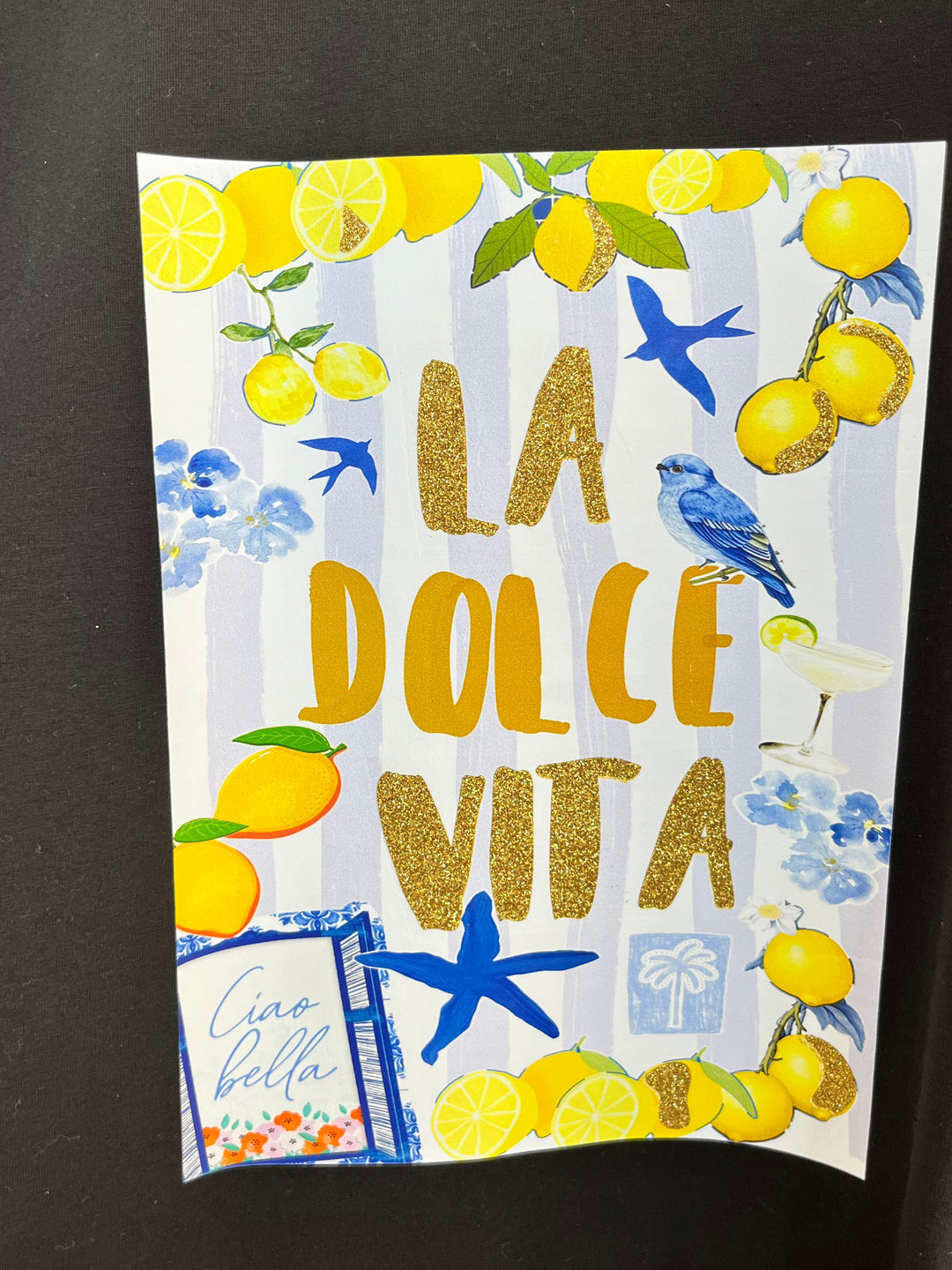 T-Shirt La Dolce Vita, schwarz-bunt