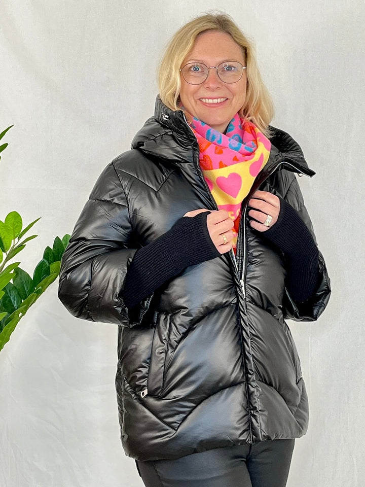 Steppjacke mit Strickärmeln, schwarz