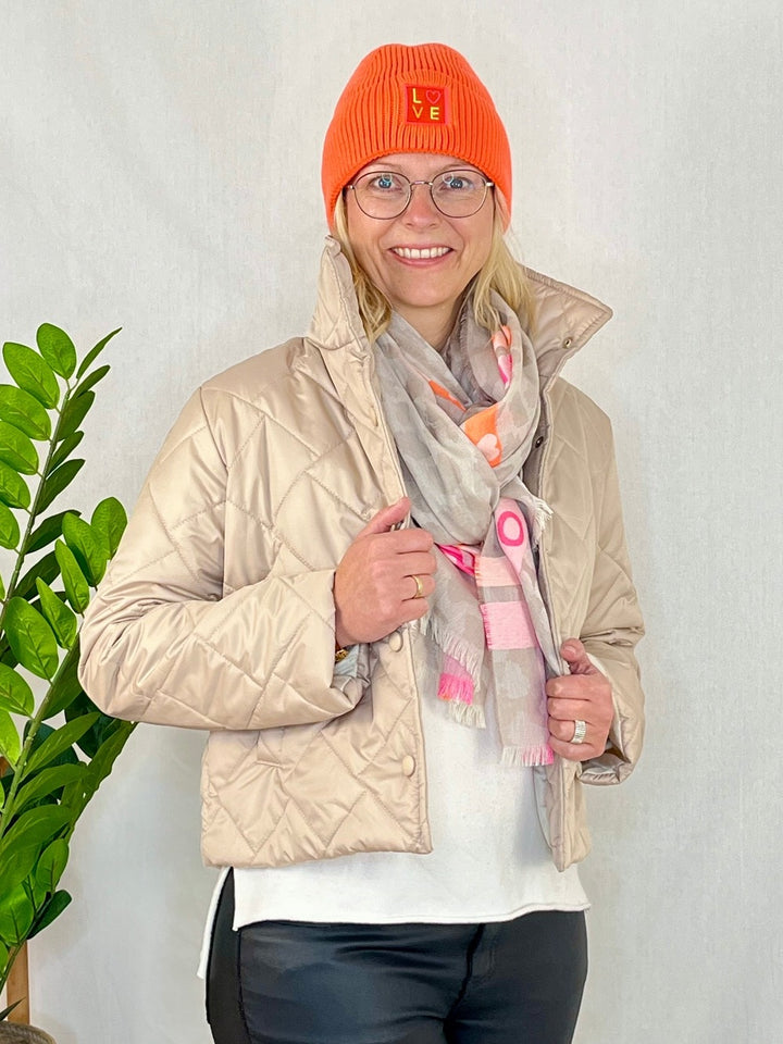 Steppjacke mit Druckknöpfen, beige