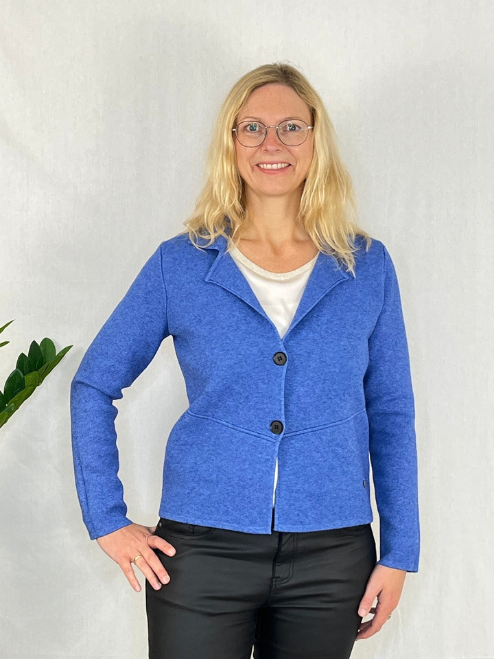 Strickblazer mit Reverskragen, blau