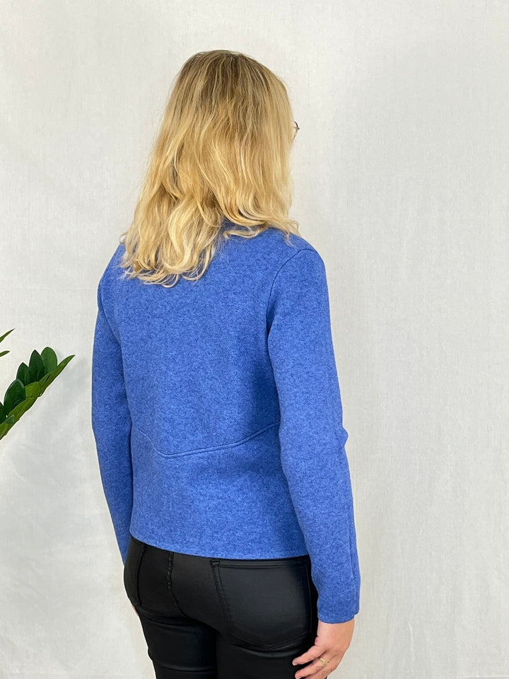 Strickblazer mit Reverskragen, blau