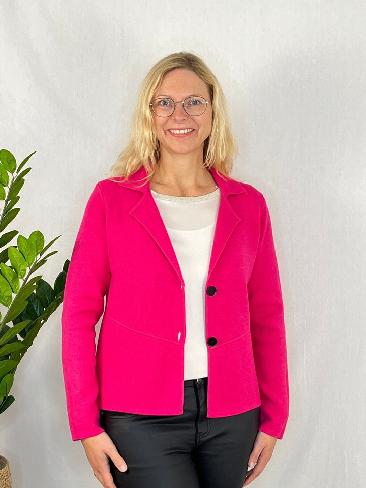 Strickblazer mit Reverskragen, pink