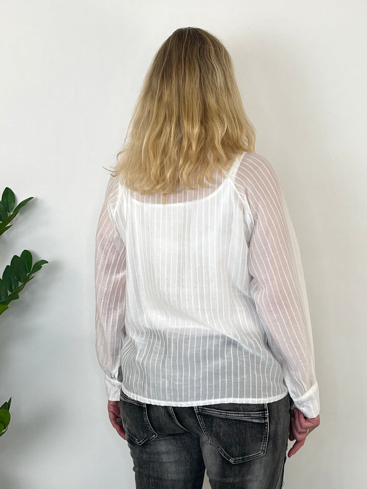 Schluppenbluse, weiß-gestreift von Bella Vita - Mode & Lifestyle
