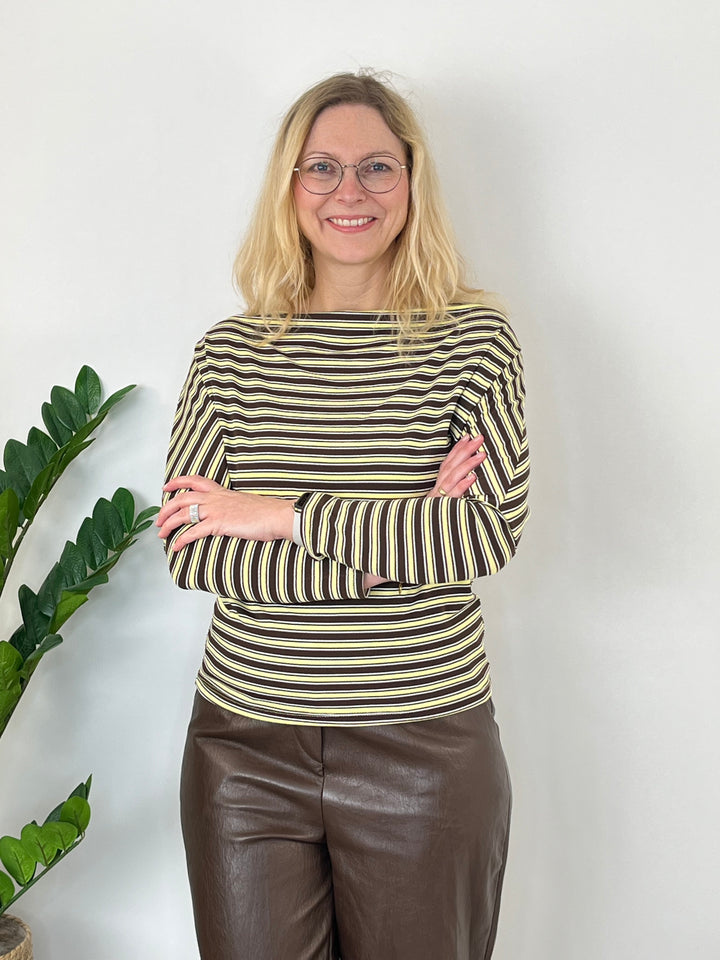 Wasserfallshirt, gelb-gestreift von Bella Vita - Mode & Lifestyle