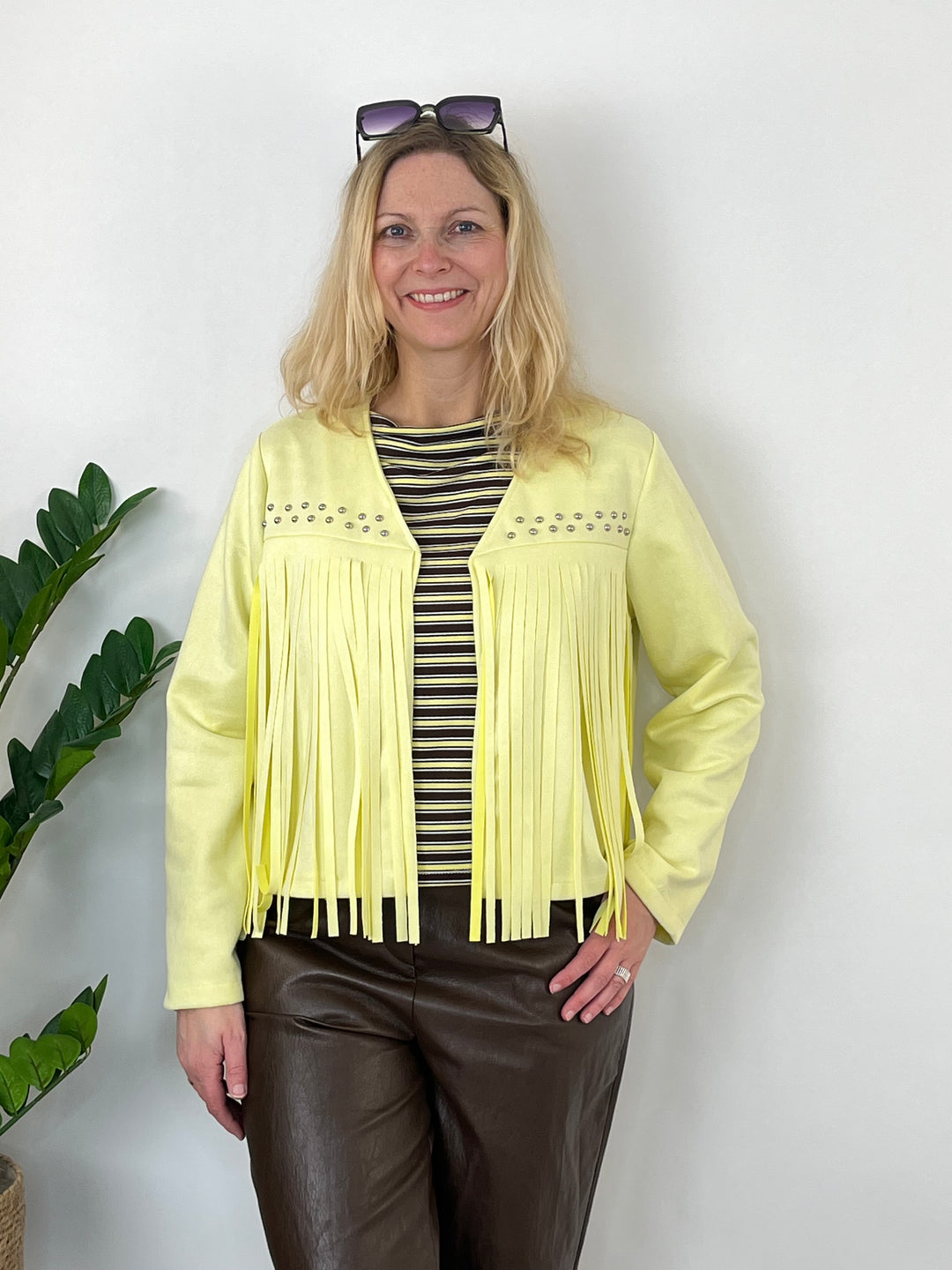 Kurzblazer mit Fransen, gelb von Bella Vita - Mode & Lifestyle