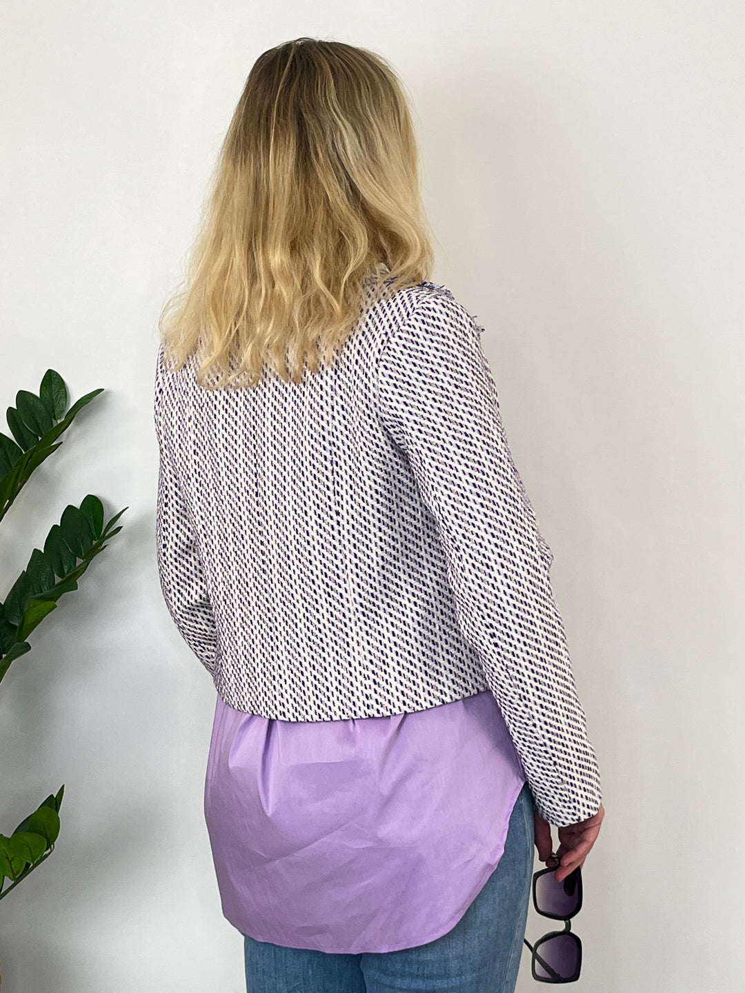 Jacquard-Blazer, lila-weiß von Bella Vita - Mode & Lifestyle