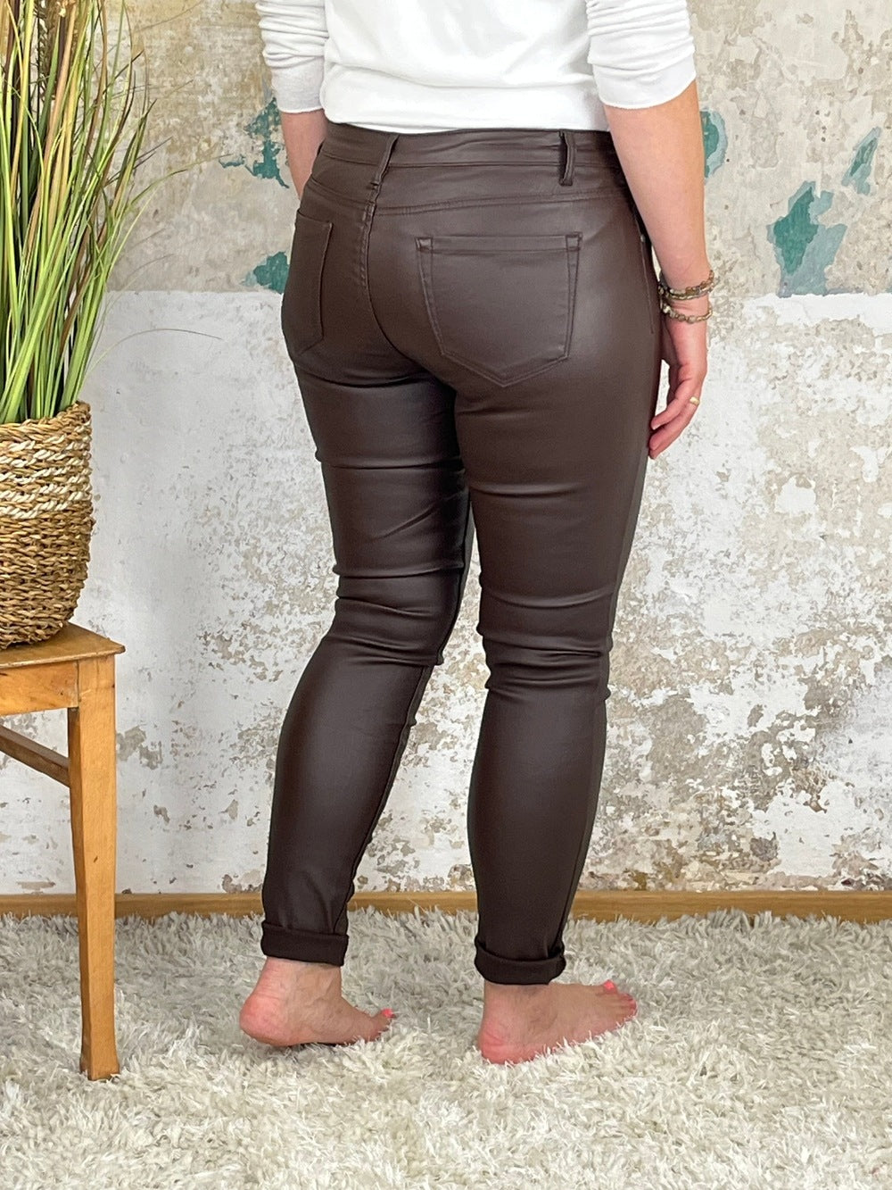 Lederimitathose, braun