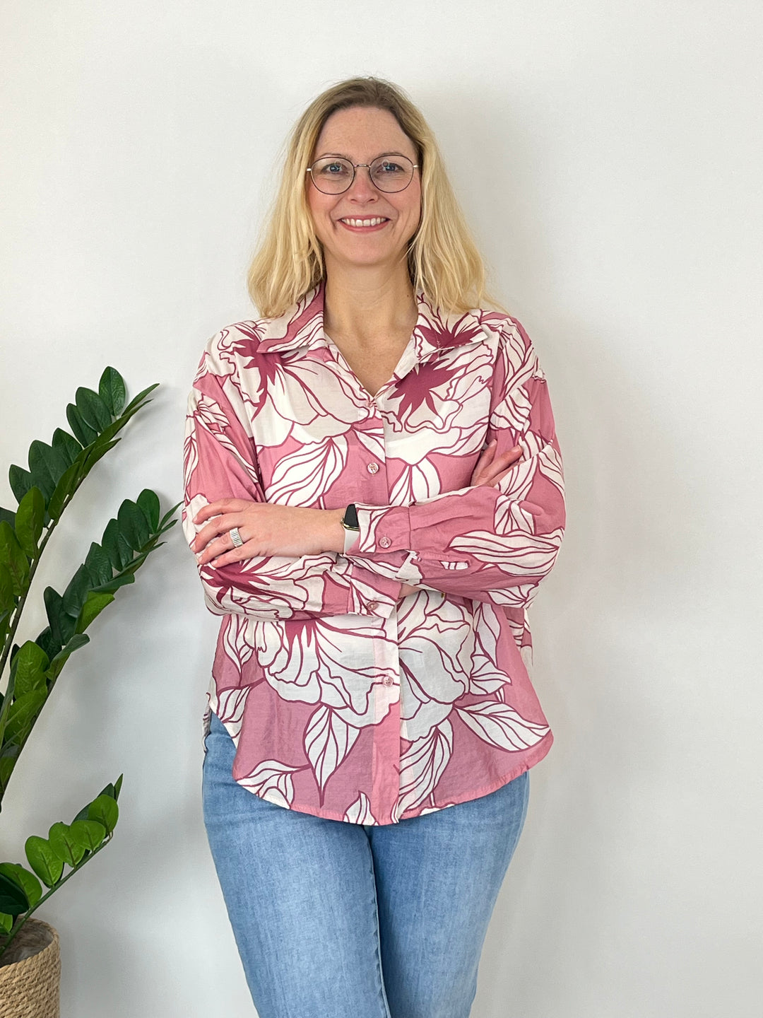 Bluse mit floralem Alloverprint, altrosa von Bella Vita - Mode & Lifestyle