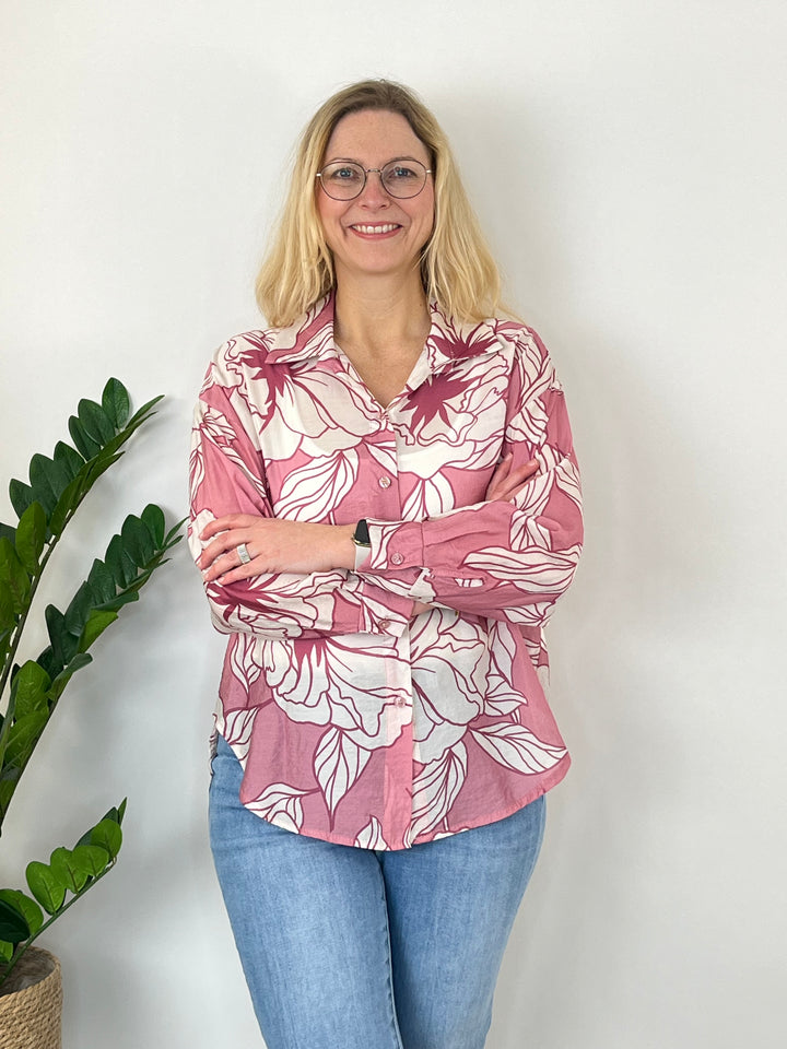 Bluse mit floralem Alloverprint, altrosa von Bella Vita - Mode & Lifestyle