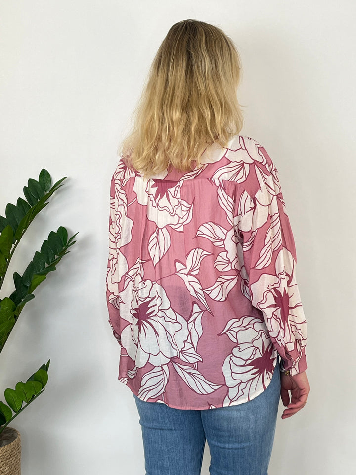 Bluse mit floralem Alloverprint, altrosa von Bella Vita - Mode & Lifestyle