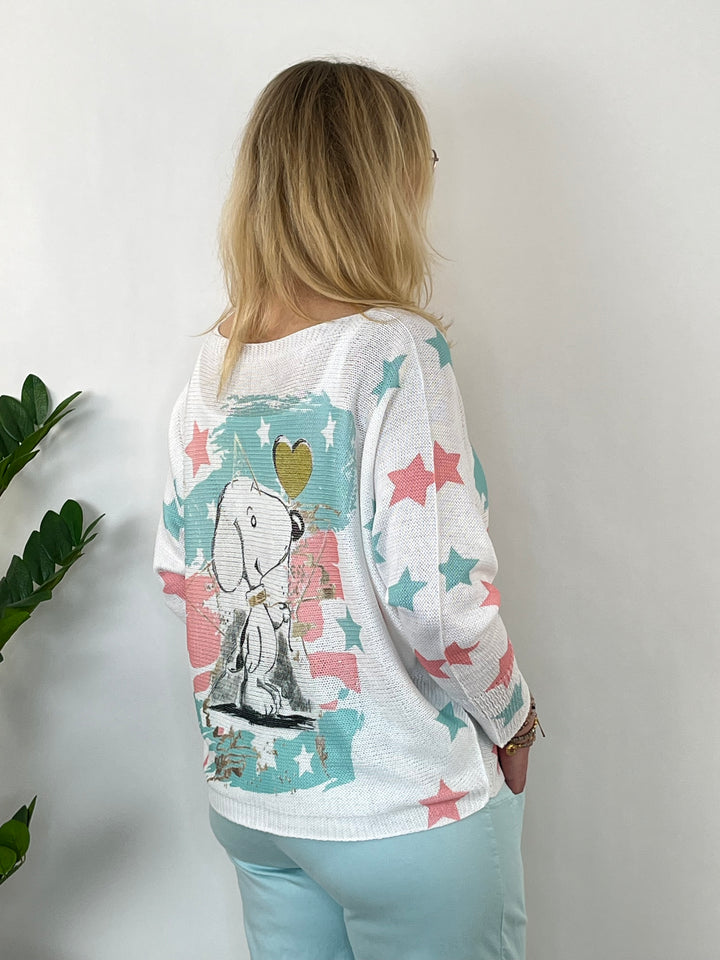 Fledermauspullover Snoopy, mint-rosa von Bella Vita - Mode & Lifestyle