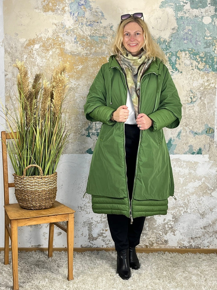 Mantel mit Kapuze in 2-in-1-Optik, grün