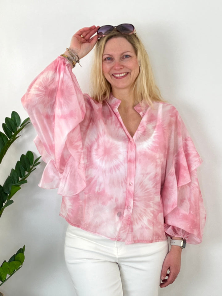 Rüschenbluse Batik, rosa von Bella Vita - Mode & Lifestyle