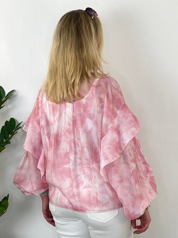 Rüschenbluse Batik, rosa von Bella Vita - Mode & Lifestyle