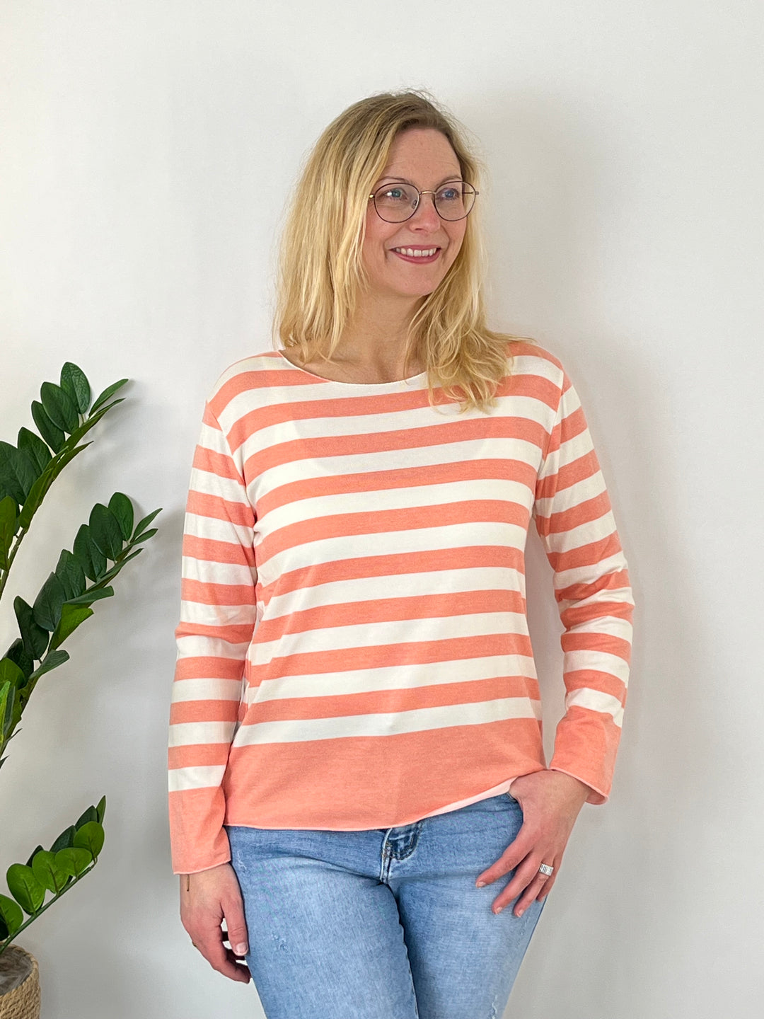 Pullover mit Streifen, apricot von Bella Vita - Mode & Lifestyle