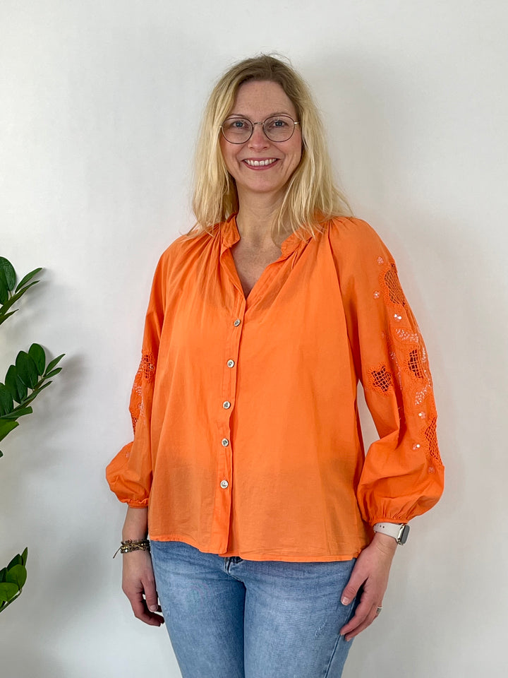 Bluse mit Stickerei, orange von Bella Vita - Mode &amp; Lifestyle
