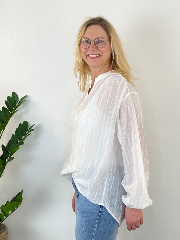 Print-Bluse mit femininen Details, ecru von Bella Vita - Mode & Lifestyle