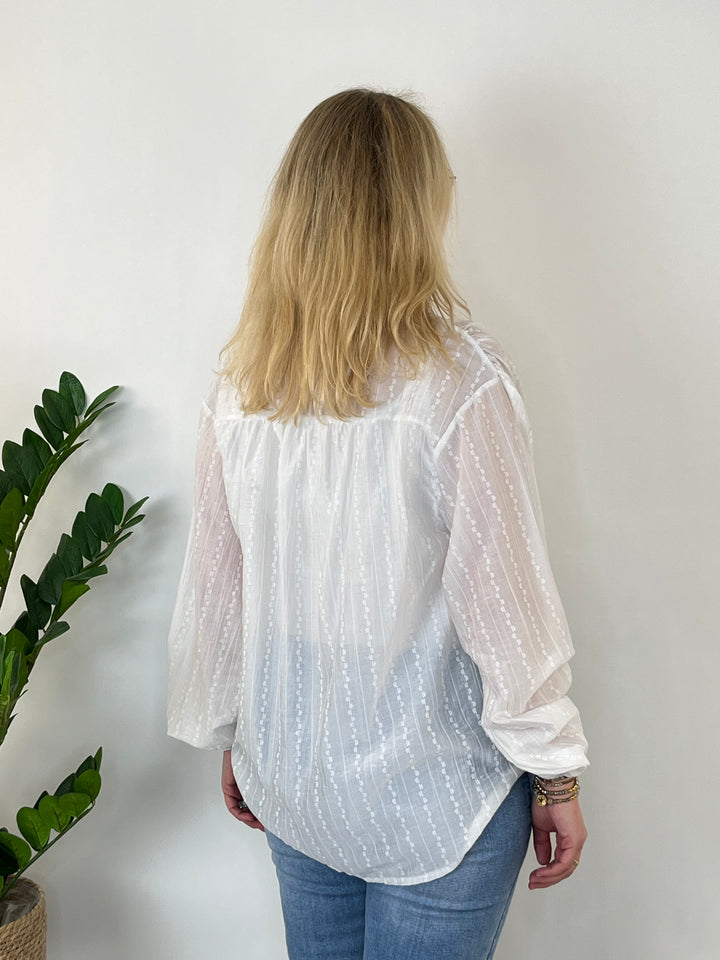 Print-Bluse mit femininen Details, ecru von Bella Vita - Mode & Lifestyle